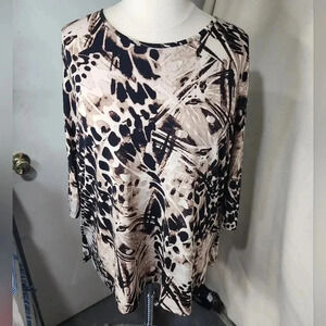 C J Banks Black Brown Cream Color Long Sleeve Plus Size 3X